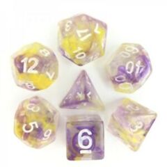 HD Polyhedral 7 Dice Set Pearl swirl dice (Yellow/Purple)